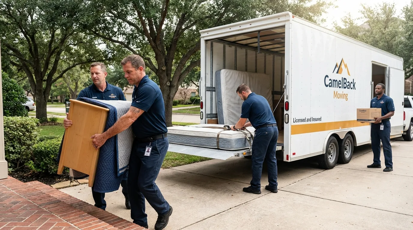 Crew loading residential truck for cross-state move from Franklin, PA
