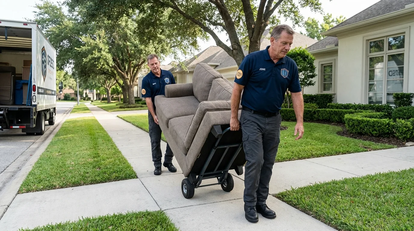 Local residential moving crew loading furniture in Franklin, PA